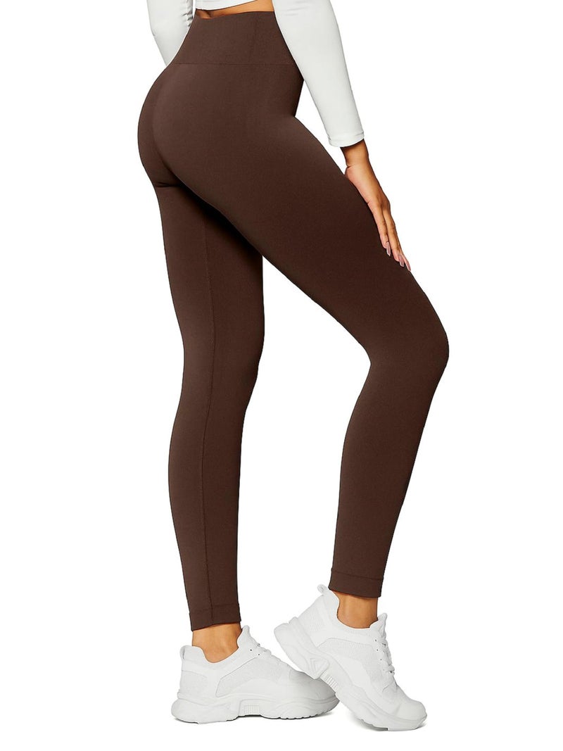 Conceited Fleece Lined Leggings Women - Warm - Winter - Women's Tights - Available in Plus Size - Blossom Weave - Small - Medium Brown - Image 1